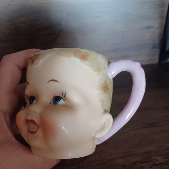Vintage Shafford Ceramic Angelic Doll Baby Face Mug Cup Pink Handle - Picture 8 of 12